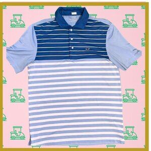 Vineyard Vines Performance Blue Striped Golf Shirt - Size Small